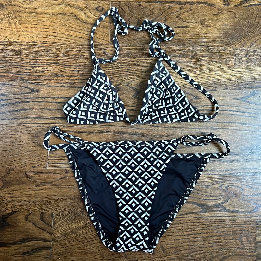 Solid & Striped String Bikini Size Small